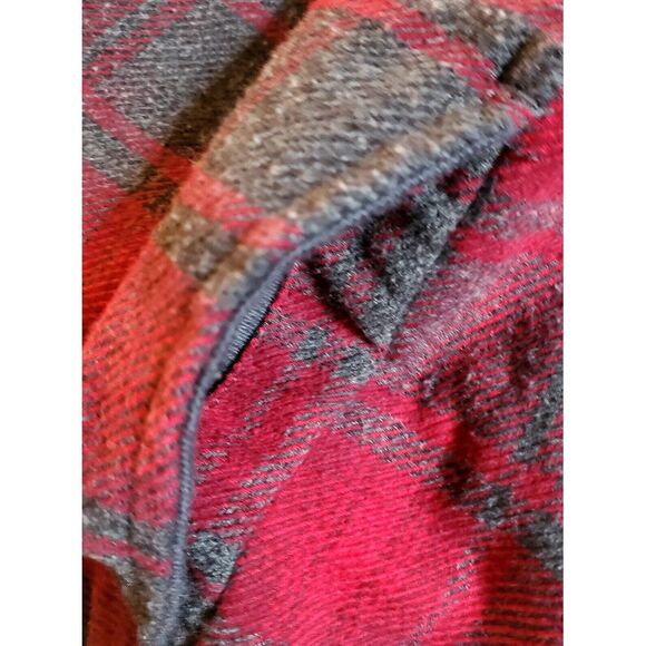 ORVIS Shacket Men's MED Plaid Red/ Grey Flannel  Shirt Side/Front Pockets - Picture 9 of 14